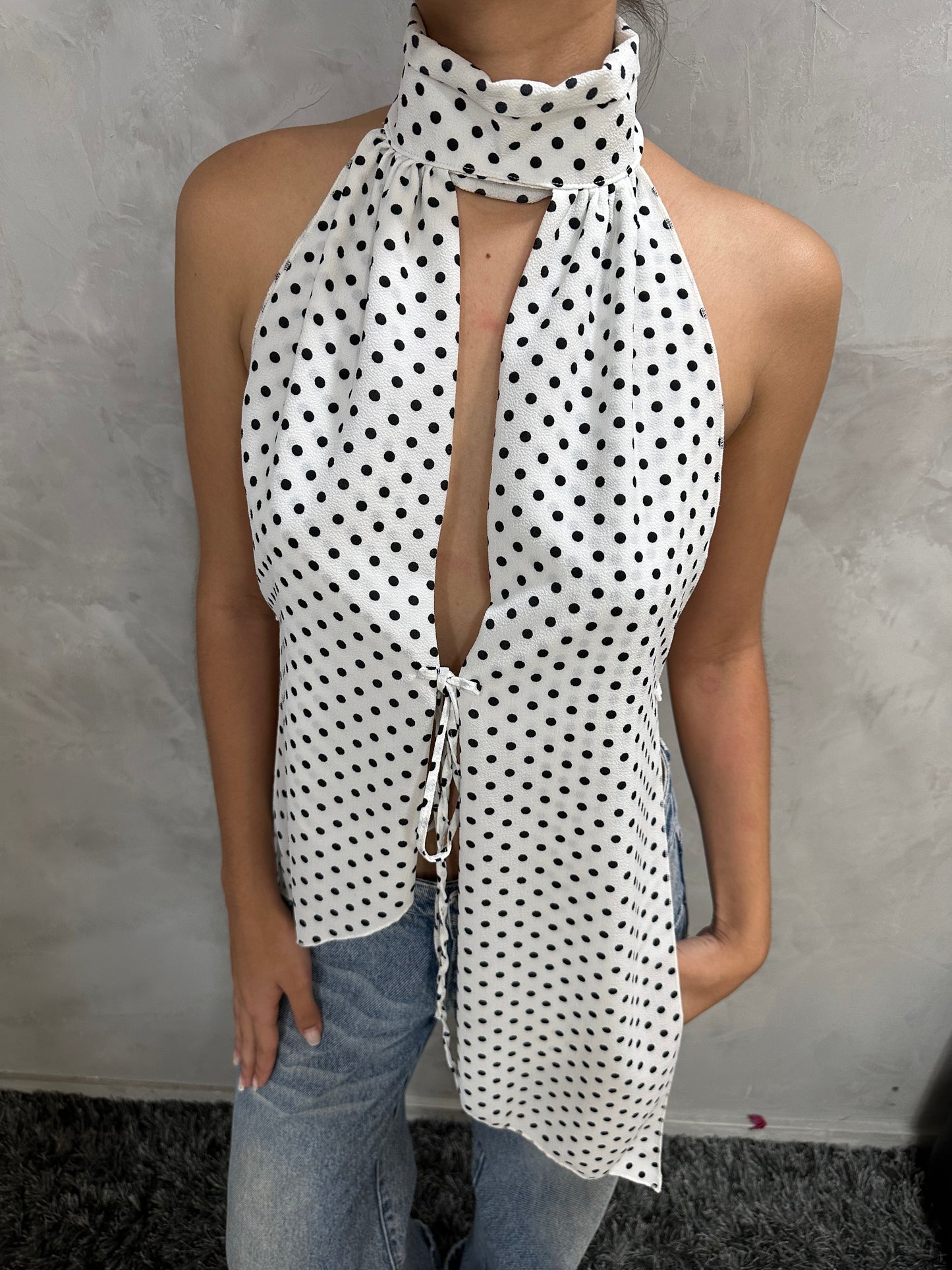 Cod 0443 - Blanco polka dots