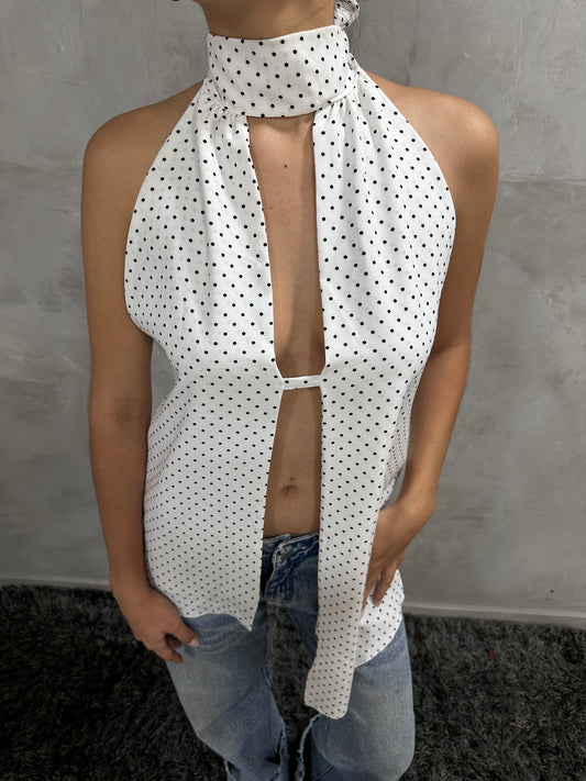 Cod 0432 - Blanco polka dots